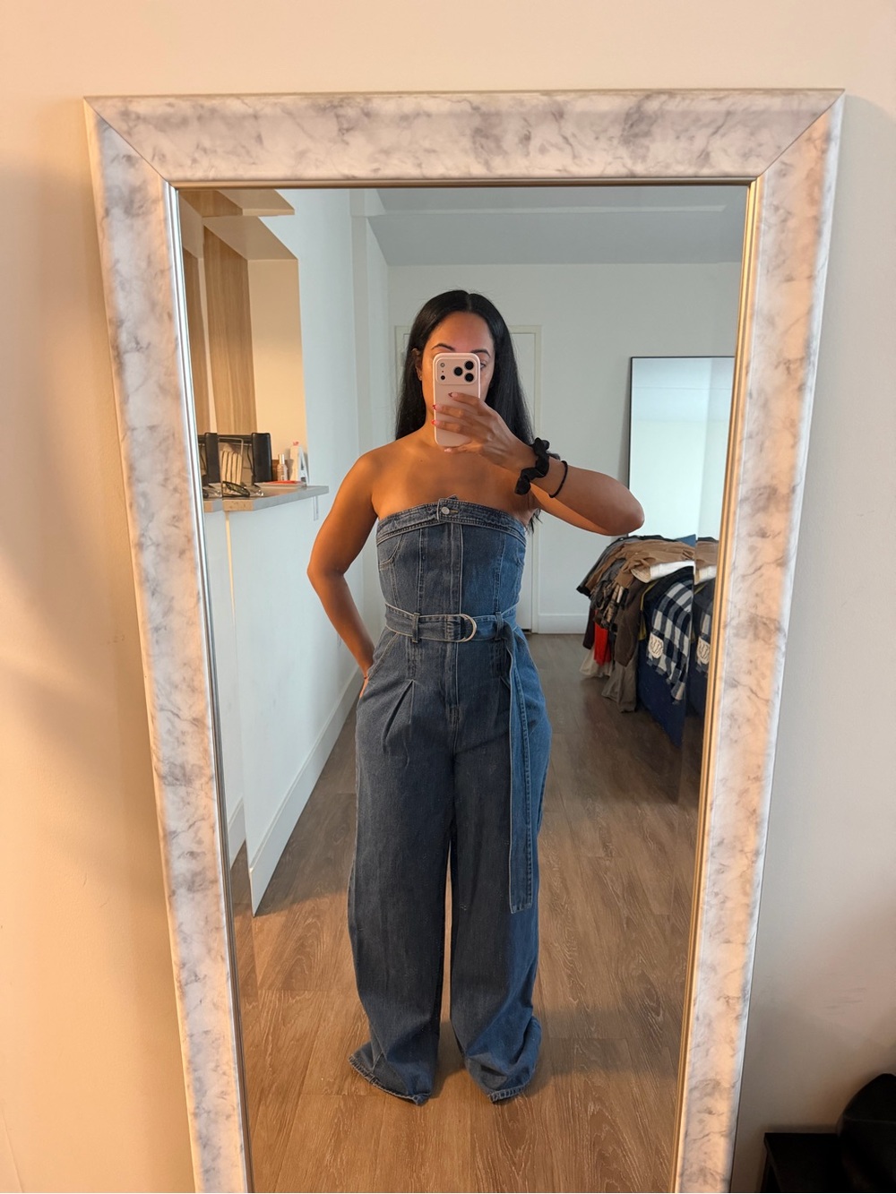 Forever 21 Strapless Wide-Leg Denim Jumpsuit NWOT